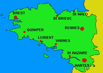 carte de bretagne avec villes principales