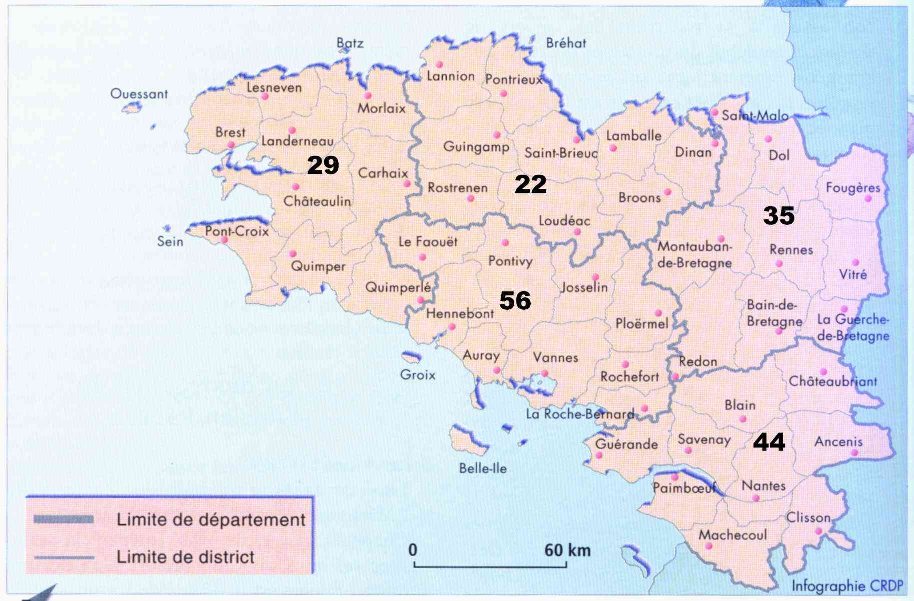 carte de bretagne avec villes principales