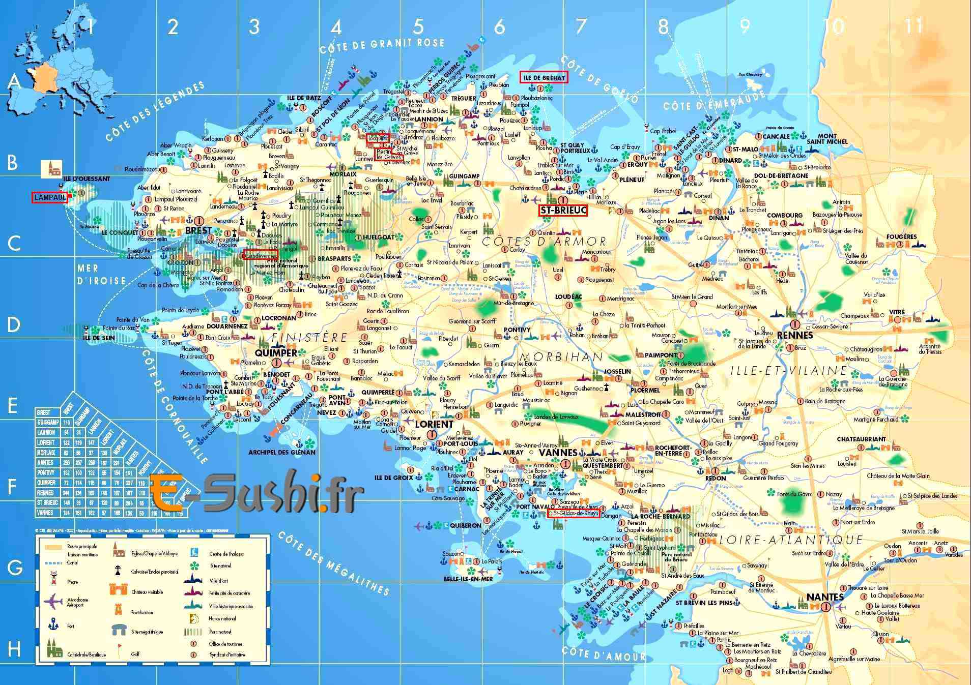 carte de bretagne du sud