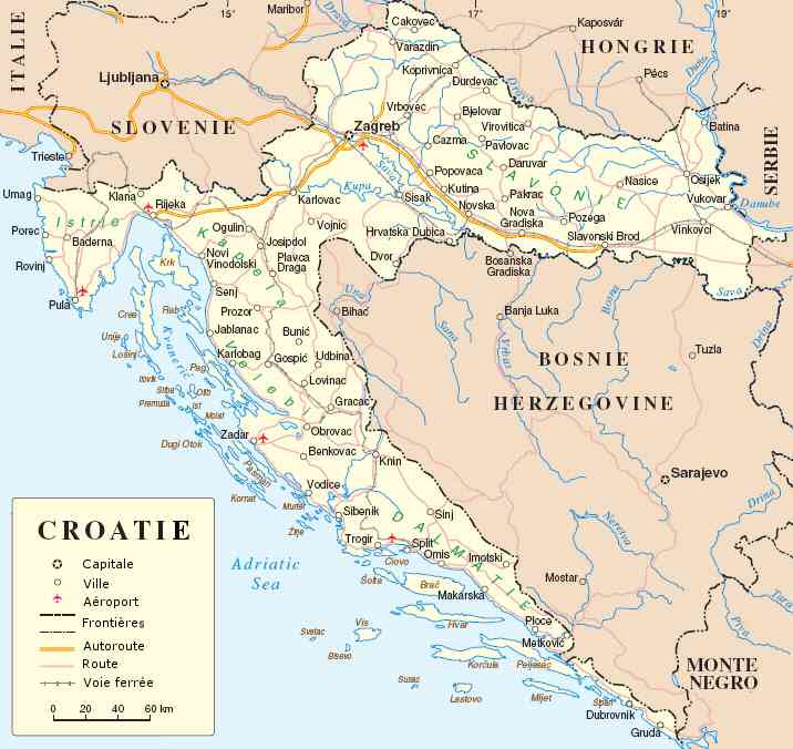 carte de croatie