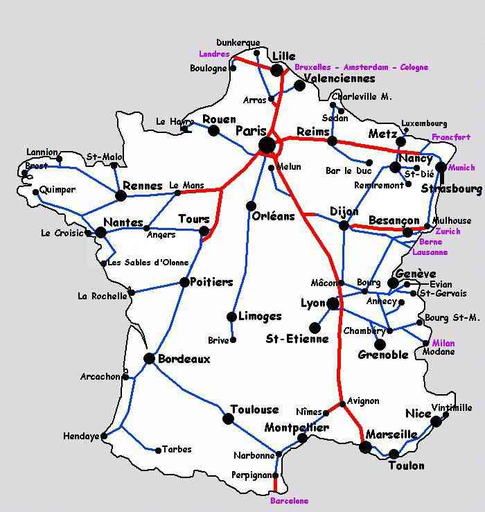 Carte de France TGV » Vacances Arts Guides Voyages
