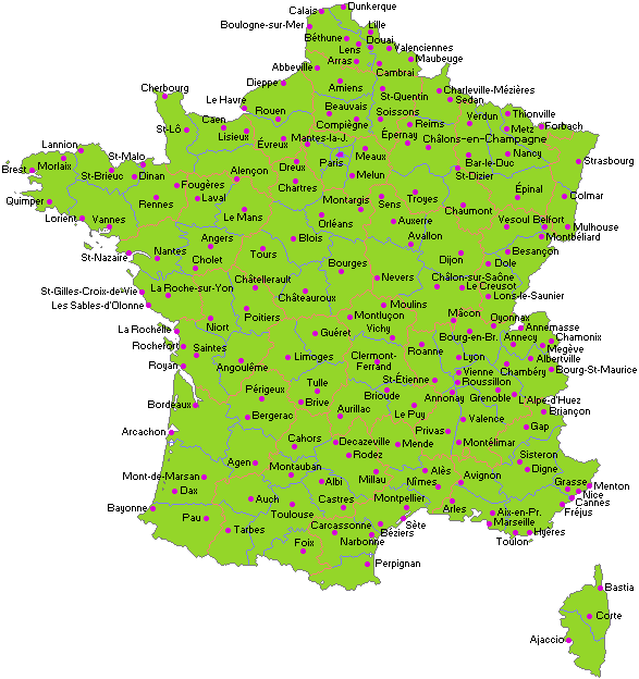 carte de france villes