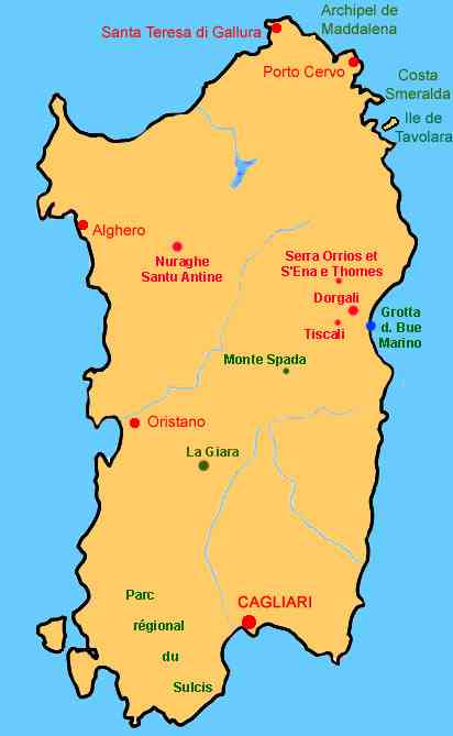 carte de la sardaigne