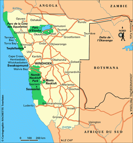 carte de namibie