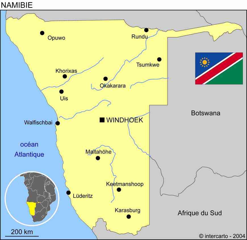 carte de namibie
