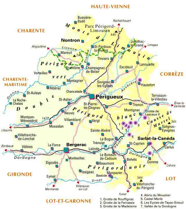 carte departement dordogne