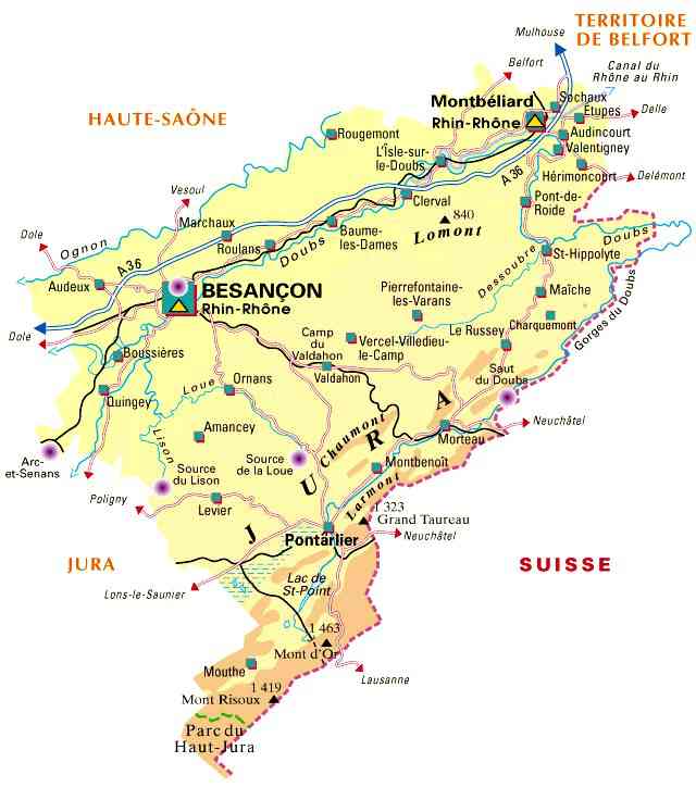 carte departement doubs