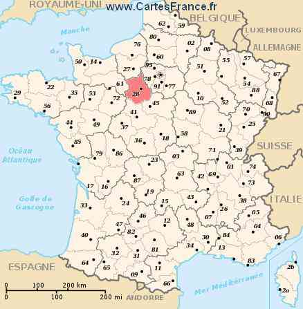 carte departement eure et loir