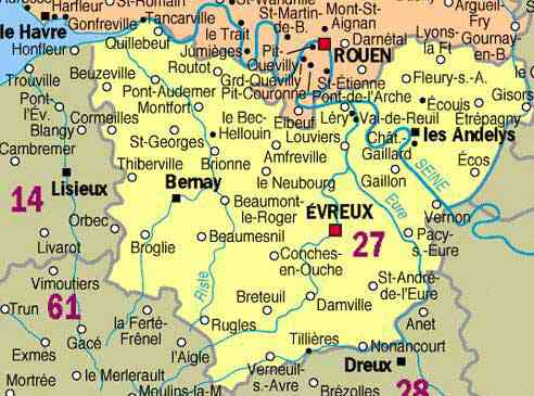 carte departement eure
