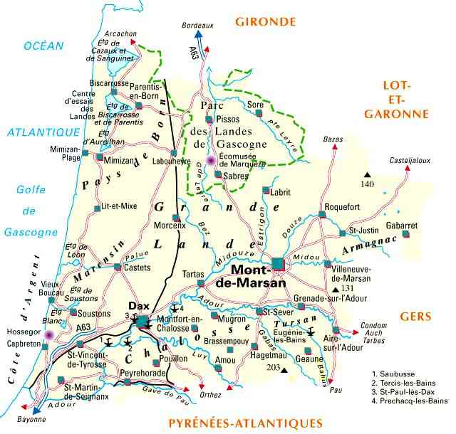 carte departement landes