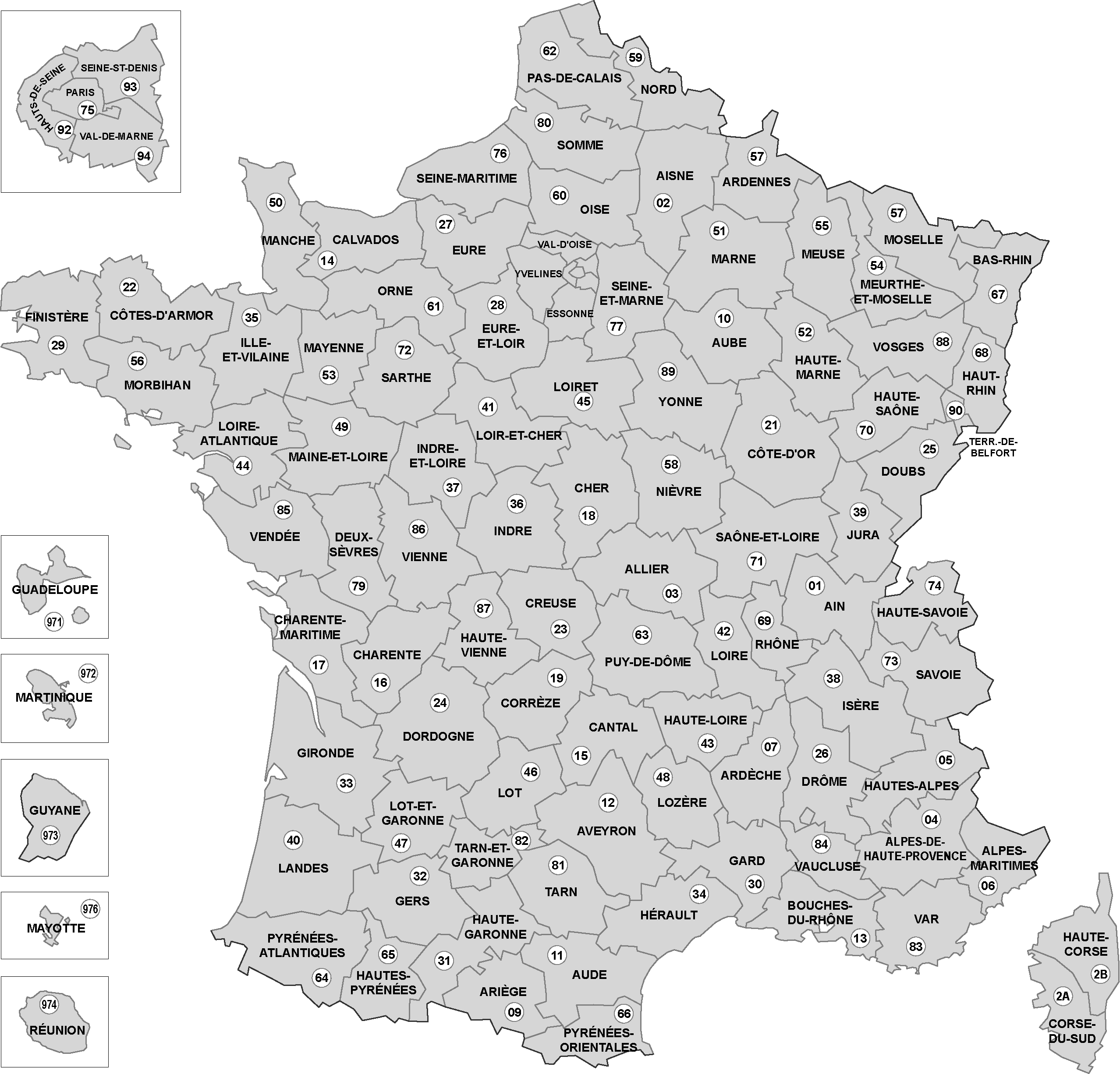 carte des departements de france
