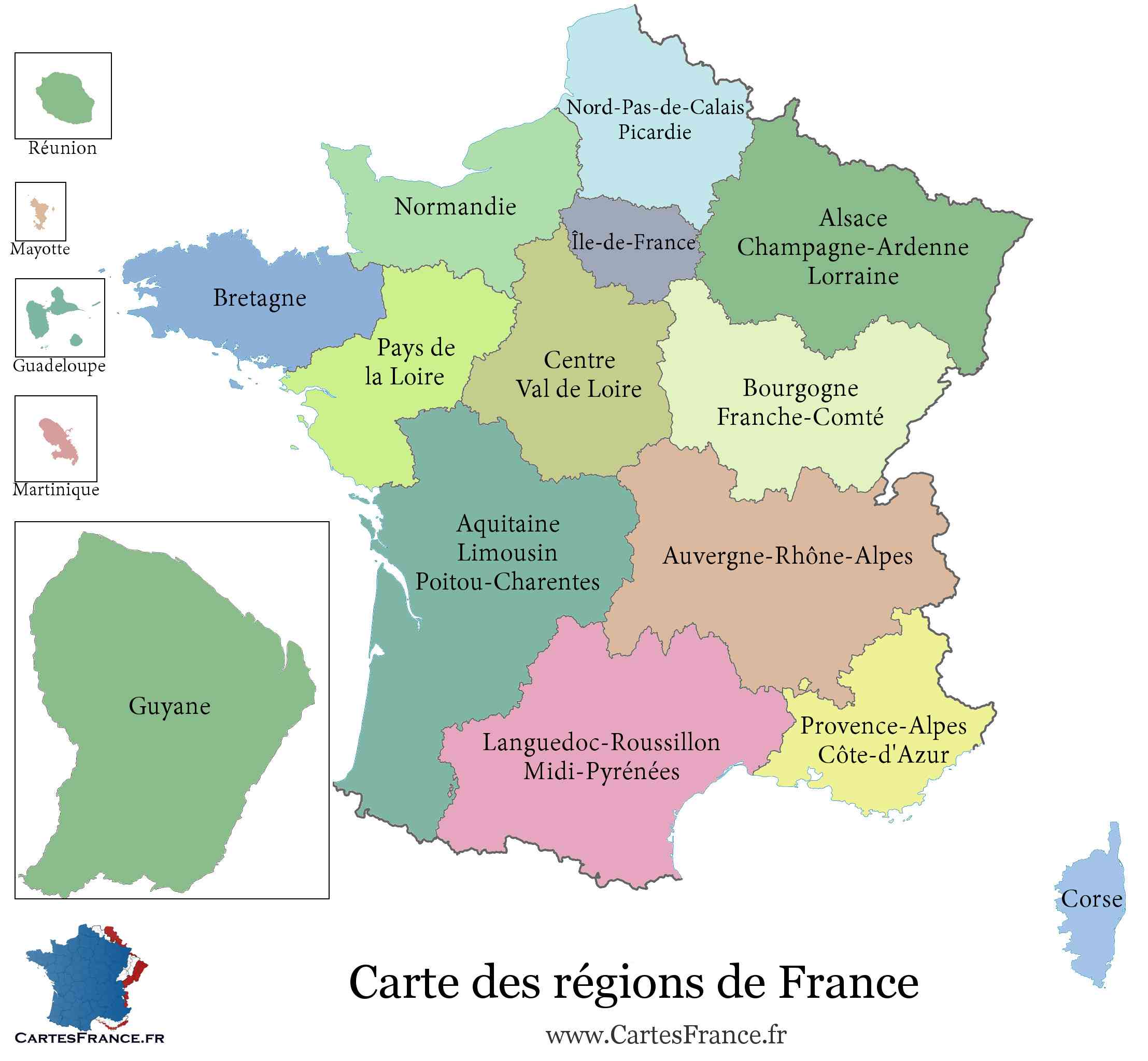 carte des regions en france