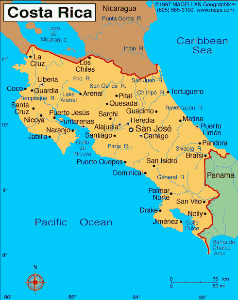 carte du costa rica