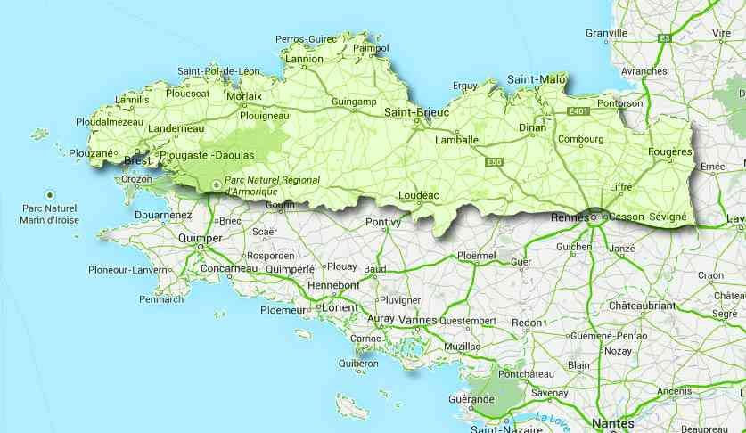 carte du nord de la bretagne