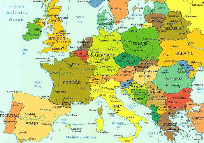 carte europe villes