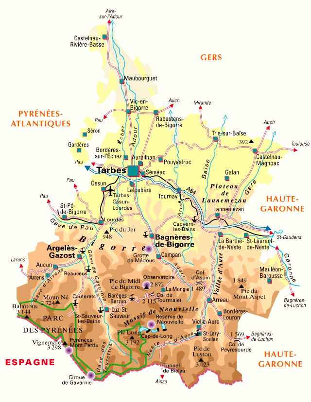 carte hautes pyrenees