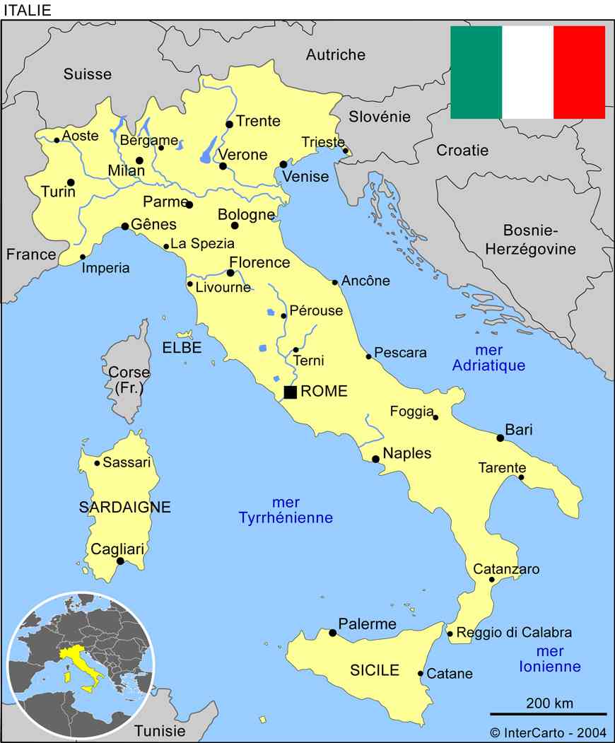 carte italie geographique