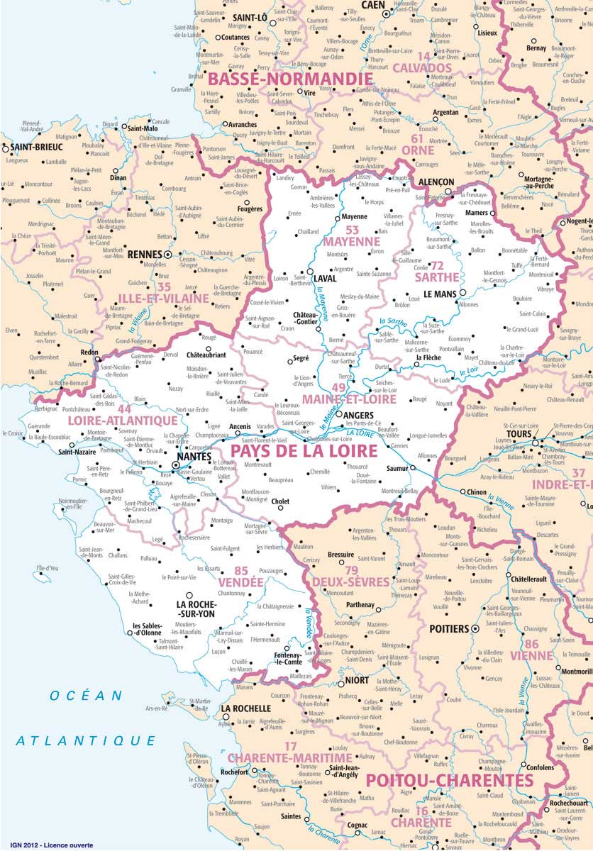 carte region pays de la loire