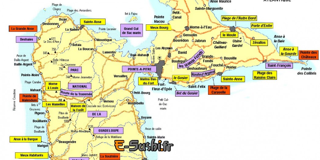 carte touristique de guadeloupe