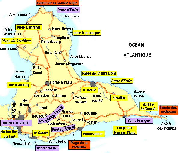 carte touristique de guadeloupe