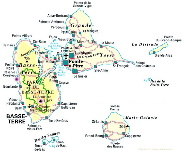 carte touristique de guadeloupe