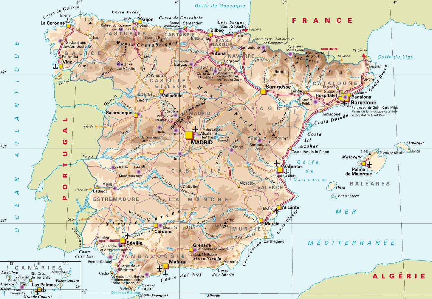 espagne carte geographique