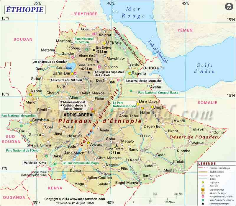 carte ethiopie du nord - Image
