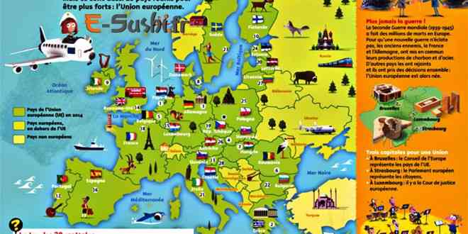 europe carte avec symboles des pays