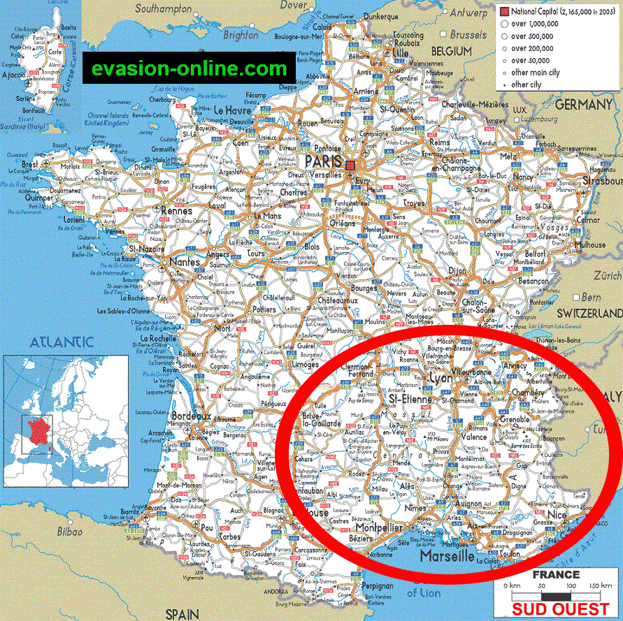 carte routiere france sud est