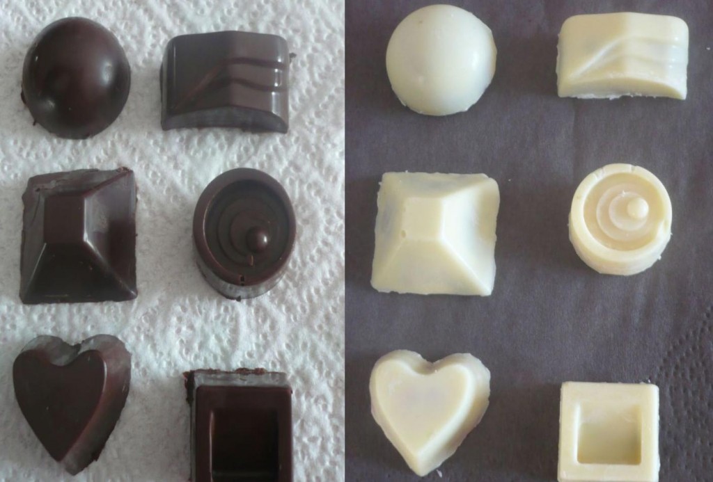 Bonbons au chocolat blanc ou noir