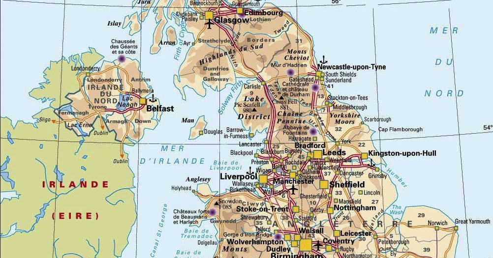 Carte De L Angleterre Avec Les Regions Carte Angleterre Villes Principales - Carte Dangleterre Et Grandes