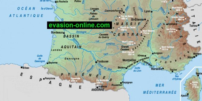 Carte de la France du Sud