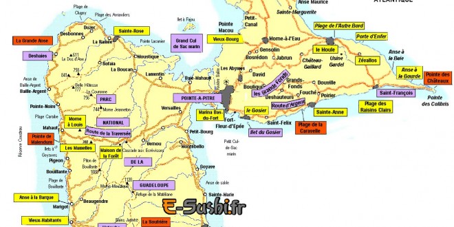 Carte de Guadeloupe touristique