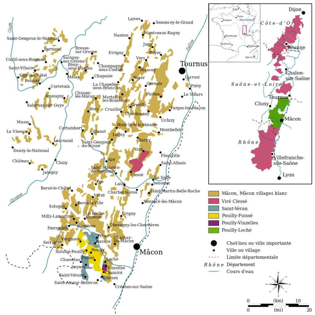 Carte du vignoble de Bourgogne