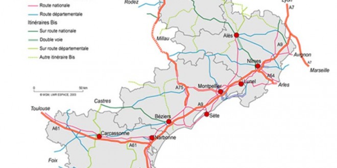 Villes du Languedoc Roussillon - Carte