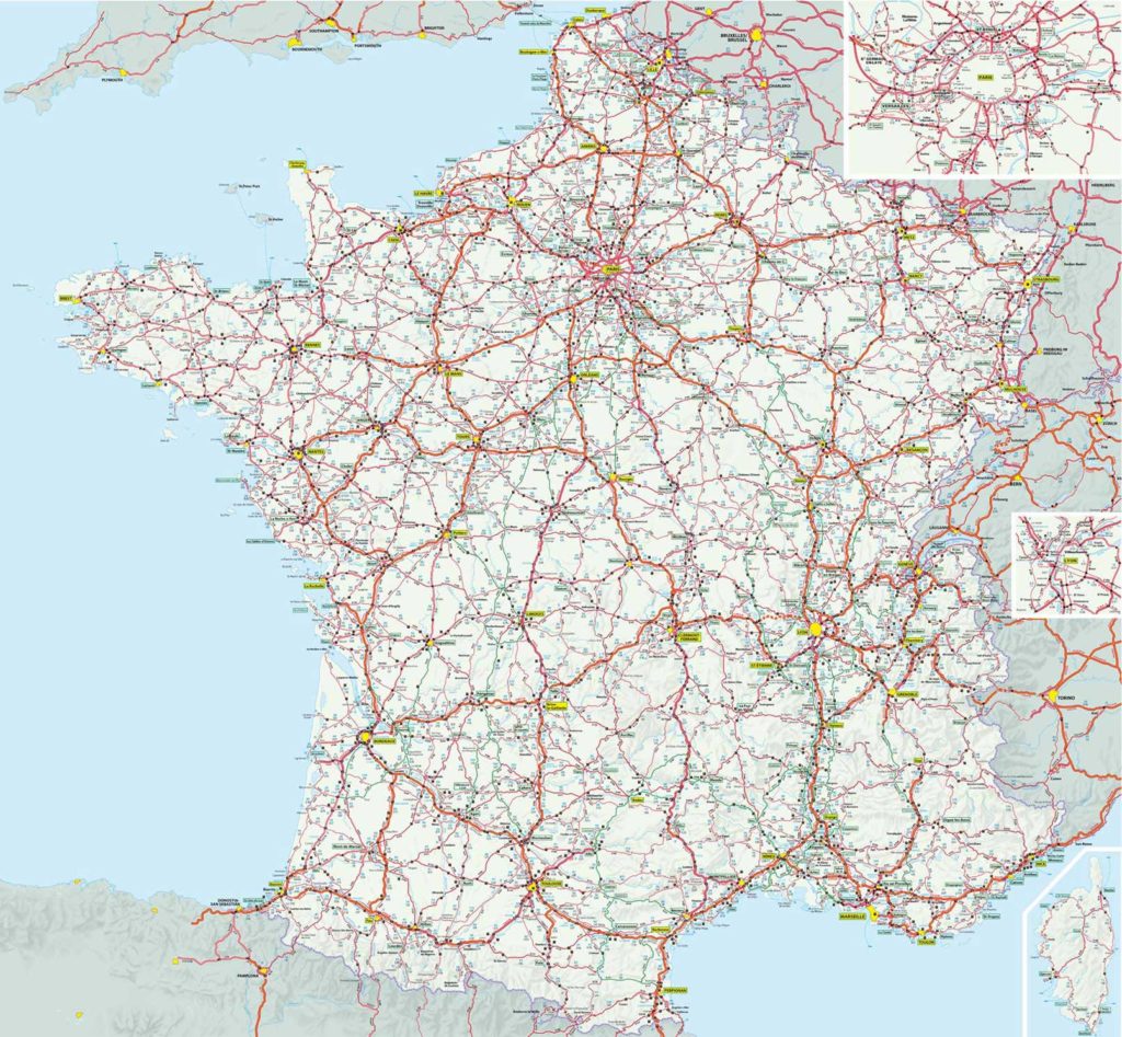 Carte de France routière - Grand itinéraires