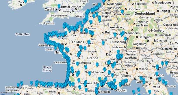 Carte des plages de France