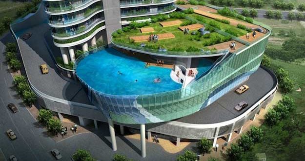 piscine gonflable sur balcon