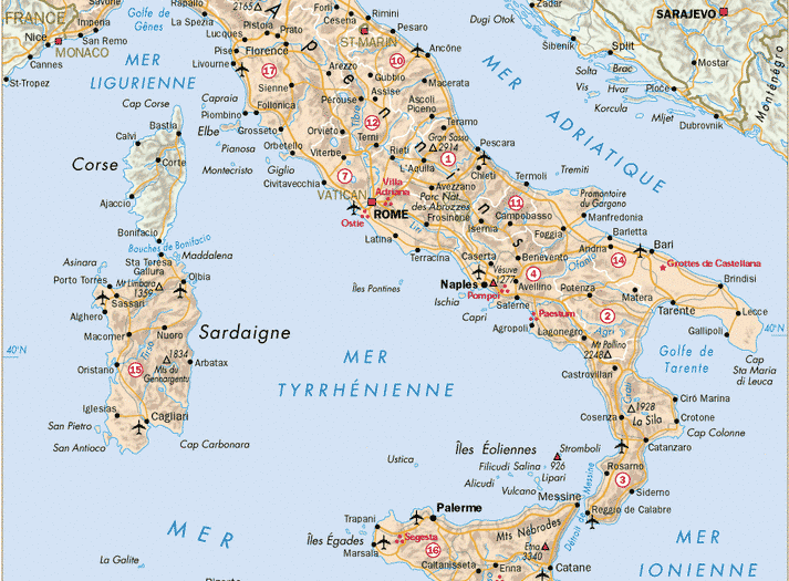 carte-routiere-italie-du-sud
