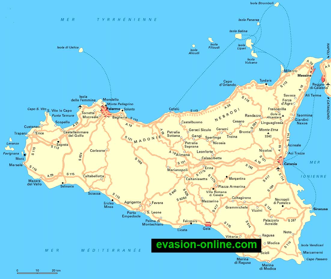 Carte De La Sicile A Imprimer Gratuite