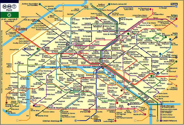 Plan du métro de Paris » Vacances - Arts- Guides Voyages