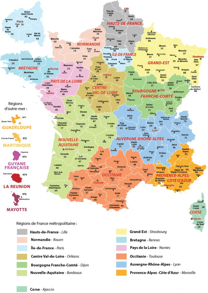 Carte des régions de France » Vacances - Arts- Guides Voyages