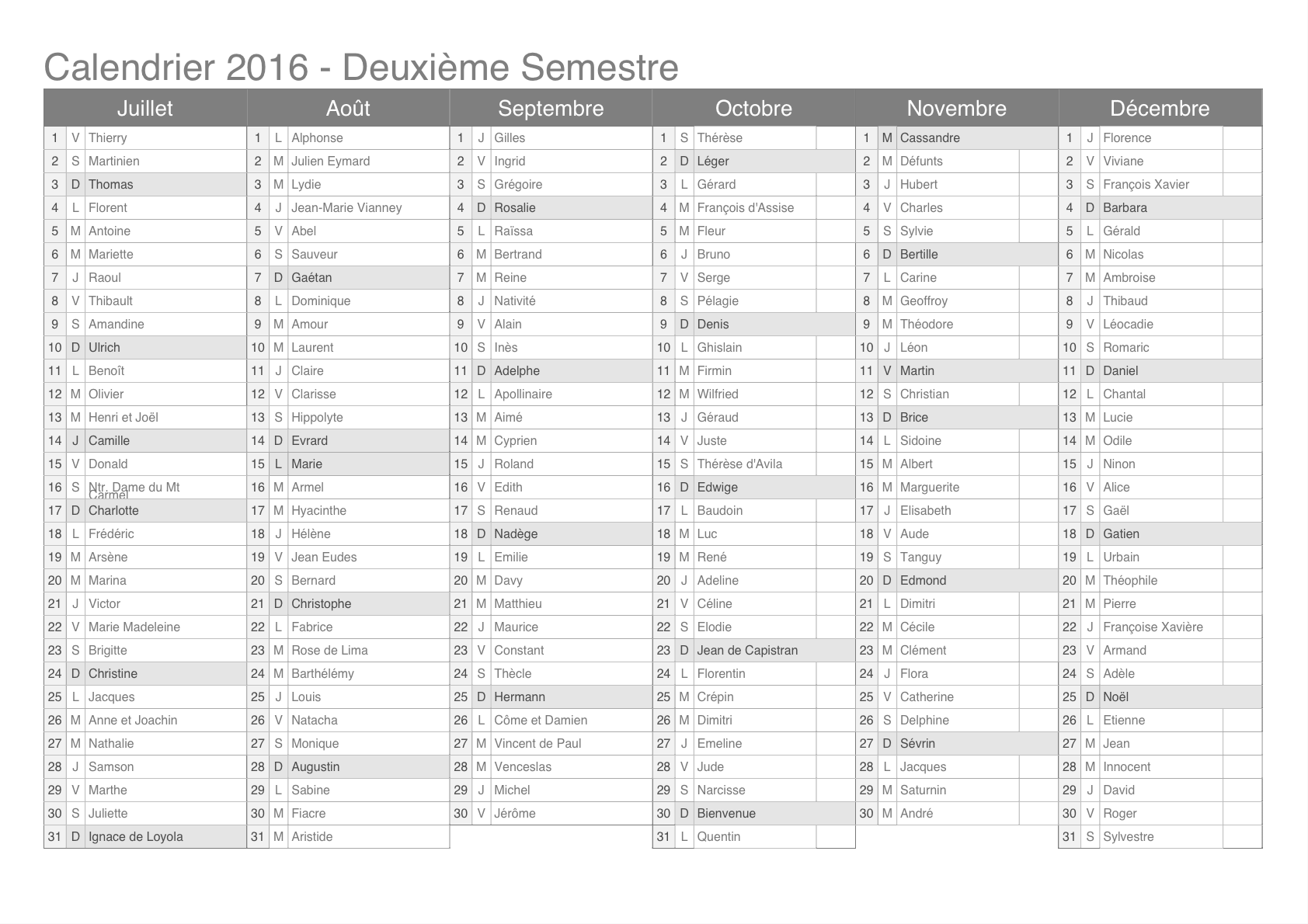 calendrier
