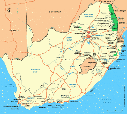 carte afrique du sud