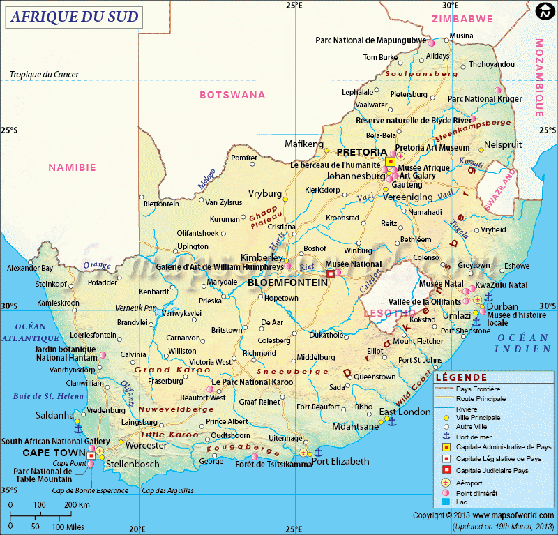carte afrique du sud