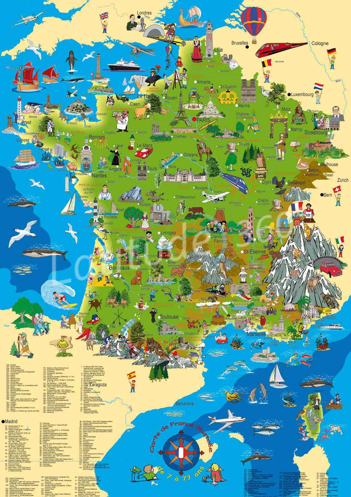 carte de france touristique illustree