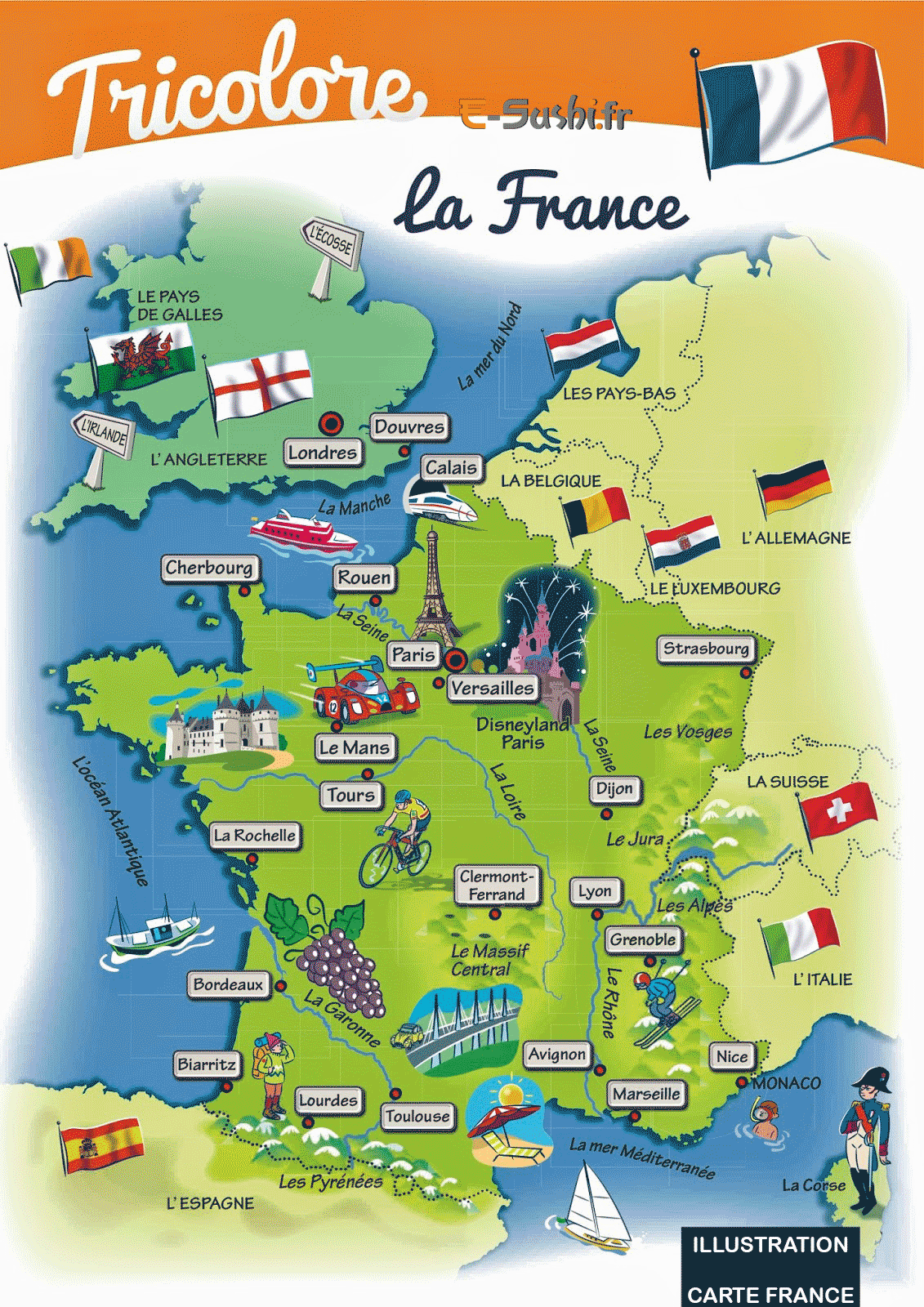 carte de france touristique illustree
