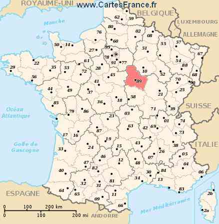 carte departement yonne