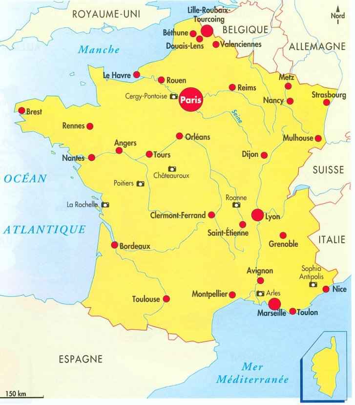 Carte De France Avec Principales Villes A Imprimer carte des grandes