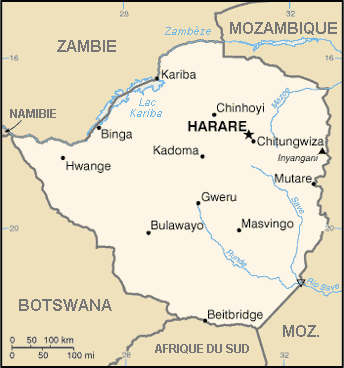 carte du zimbabwe